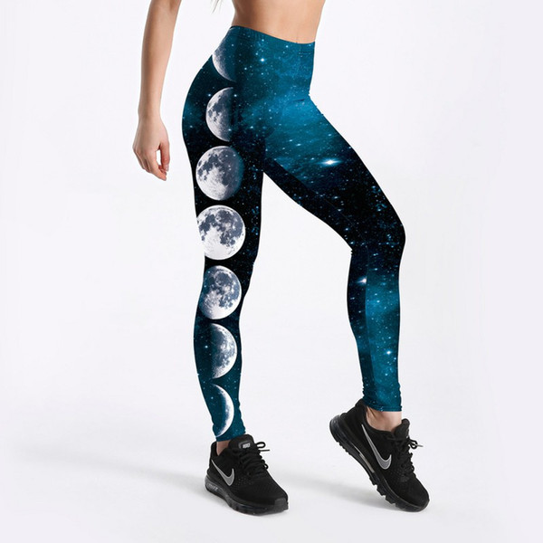 New Arrival 3D Sky Sexy Women Leggings Trousers Yoga Fitness Elastic Tights Girls Breathable Blue Moon Sky Lady Gym Pants S-4XL