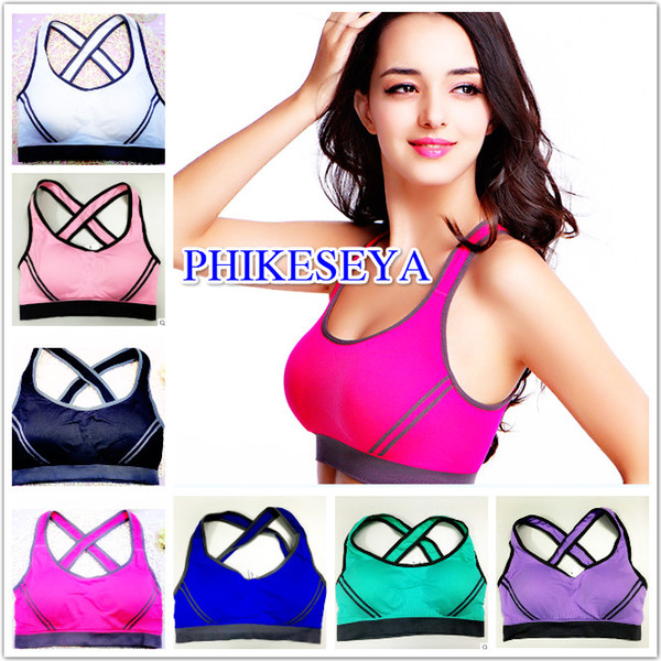 Sexy Women Multicolors Padded Top Active U-Neck Color Block Criss-Cross Gym Wear Crop Top Fitness Running YOGO Sport Bra for Women