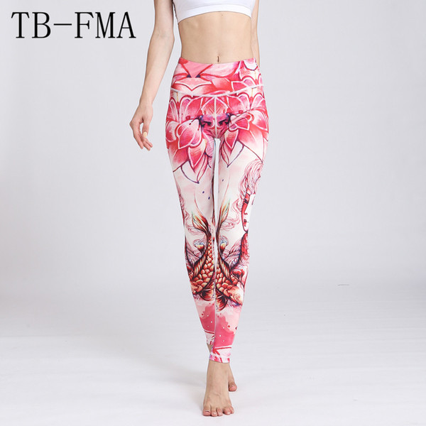 Printed Yoga Pants Women High Waist Yoga Sport Leggings Floral Fitness Running Tights Sportwear Female Trousers Yoga Sportswear