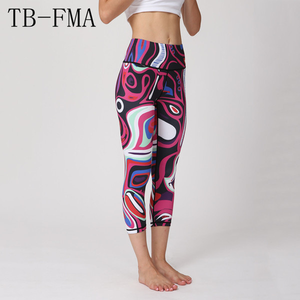 Printed Yoga Pants Women High Waist Sexy Yoga Pants High Waist Stretchy Dry Fit Sports Leggings Running Tights Sportwear Female