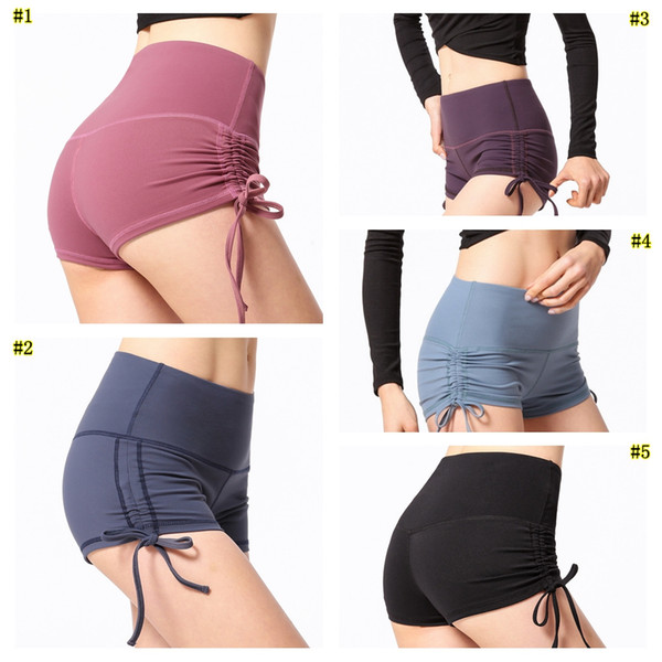 Women Fitness Shorts Ladies Yoga Shorts High Waist Short Pants Breathable Seamless Sport Clothes Drawstring Running Shorts MMA1849