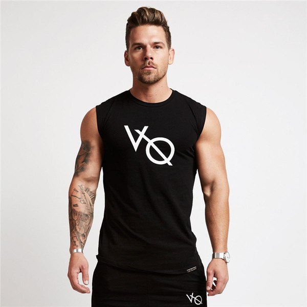 2019 gym European and American Men's Sleeveless Sports vest Fitness Running Sleeveless T-shirt Air-permeable Training Clothing