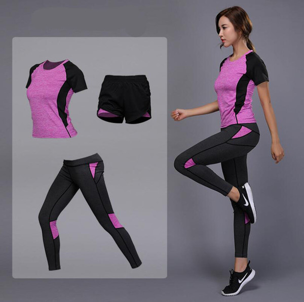Women Yoga Set Gym Fitness Clothes Tennis Shirt+Pants Running Tight Jogging Workout Yoga Leggings Sport Suit