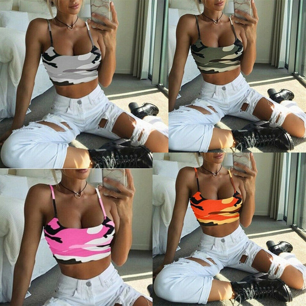 2019 New Summer Sexy Womens Sports Bra Yoga Gym Fitness Workout Camouflage Printed Crop Tops Sleeveless Tank Vest Top T-Shirts #681268