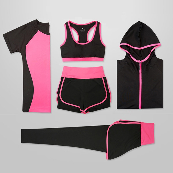 OLOEY Womens Yoga Sets 2-5PCS Set Training Sport Set Female Workout Clothes Running Sets Sportswear Gym Training Clothing S-2XL #655683