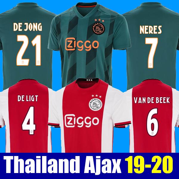 Top thail DE JONG TADIC 2018 2019 2020 AJAX FC soccer jersey VAN DE BEEK ZIYECH CRUYFF jerseys 18 19 20 football kit shirt Netherland voet