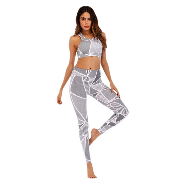 Women's New Style 2 Piece Yoga Set Gym Fitness Clothes 3D Floral Print Bra+Long Pants Running Tights Jogging Workout (with Pads) #849705