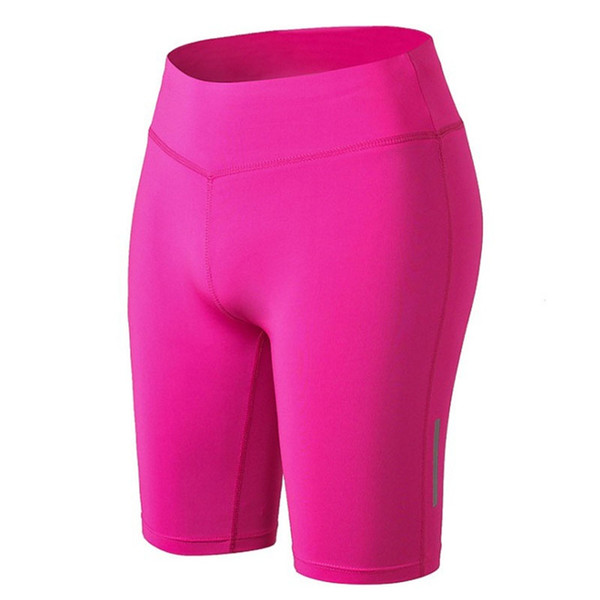 Women Fitness Jogging Yoga Shorts Reflective Strip Night Running Sports Quick-Drying Tight-Fitting High-Waist Polyester Shorts #565749