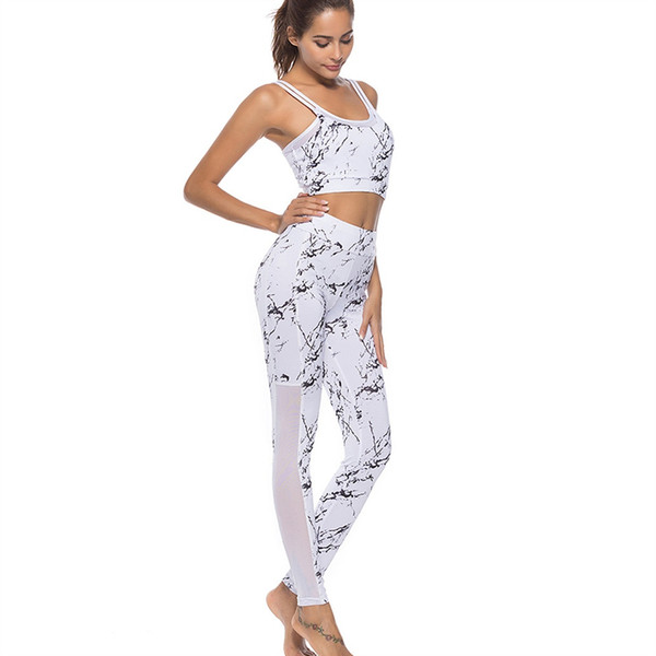 Printed Fitness Yoga Set women Gym Clothing Two Pieces Sport Suit Workout Clothes Sexy Halter Yoga Wear ropa deportiva mujer #680747