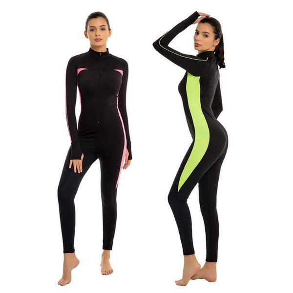 2019 Sexy Women Hit Color Sports Bodysuit Yoga Long Sleeve Jumpsuit Sportswear Yoga Clothes Set Running Tights Sportswear Quick #680787