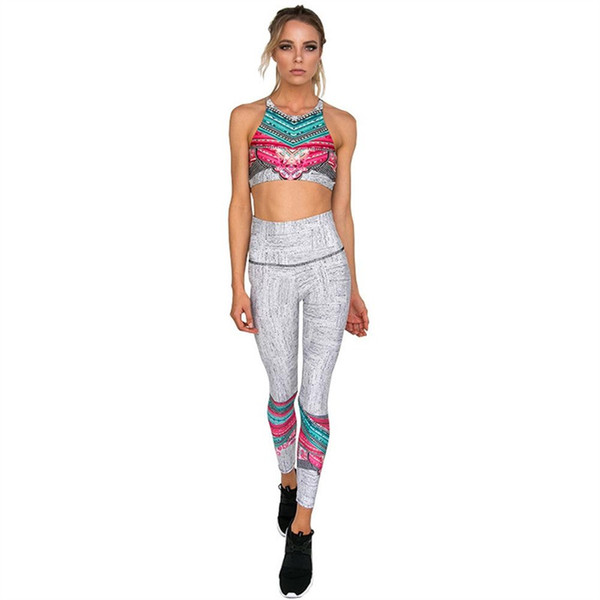 Popular Tracksuit For Women 2 Piece Yoga Set Floral Print Bra+Long Pants Sportsuite Fitness Sport Suit Gym Sport Daily Life #680733