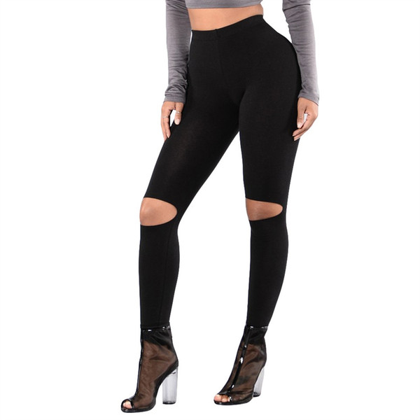 yoga trousers 2019 new hot plus size workout clothes new Fashion Solid Elastic Waist Hole Leggings Gym Active Pants push up hot #849516