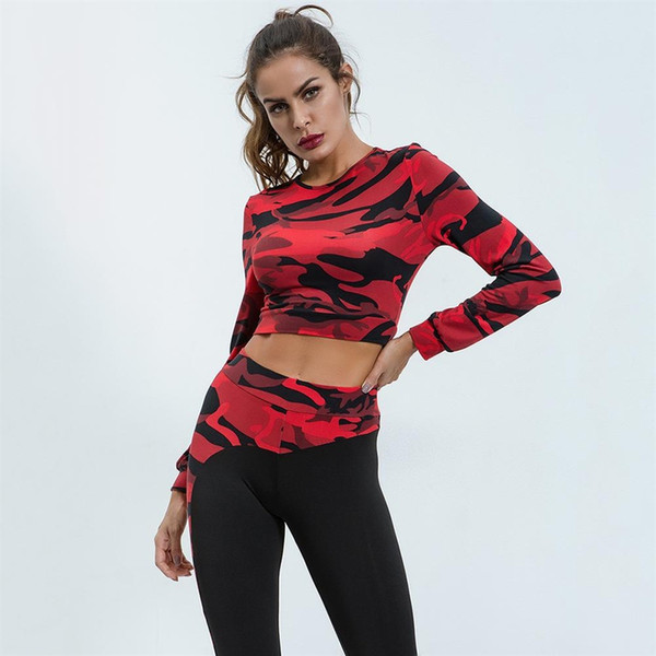 Sportswear Women Yoga Suits Camouflage Set Patchwork Fitness Tracksuits Gym Sports Running Suit Jogging Sets #849694