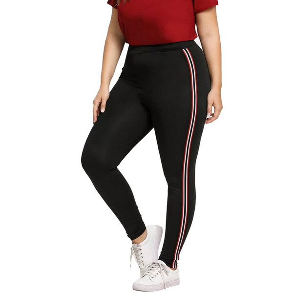 Plus Size 5XL For Women Hot Striped Print Yoga Pants Sport Leggings Push Up Fitness Gym Clothes Black Running Tights Trousers #864799