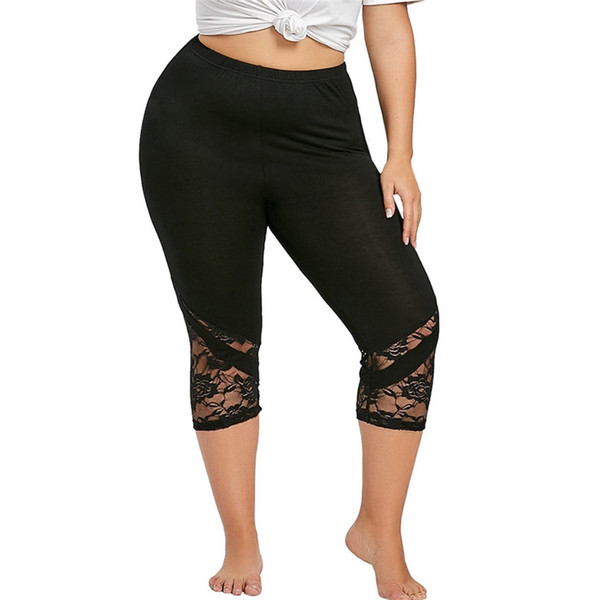 Plus Size Fitness Leggings Women Sexy Lace Yoga Leggings Pants Big Size High Waist Sport Pants Colorvalue 40ST20 #918245