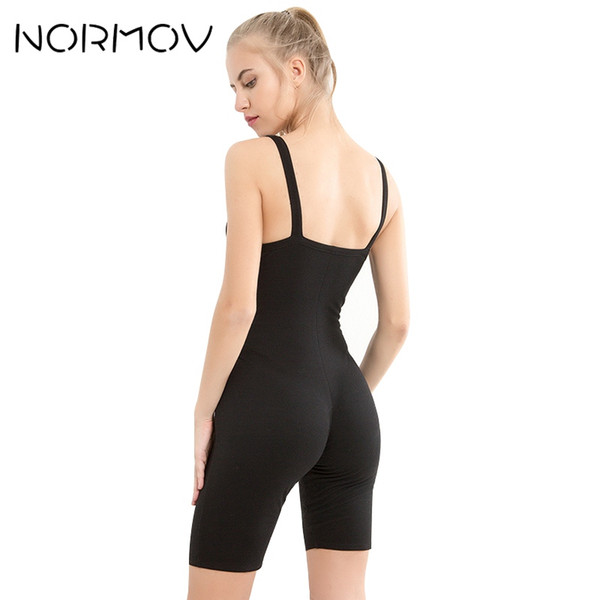 NORMOV Solid Sleeveless Jumpsuit Women Tracksuit Summer Sexy Off Shoulder Bodysuit Yoga Set Female Bodycon Female Clothing #820617