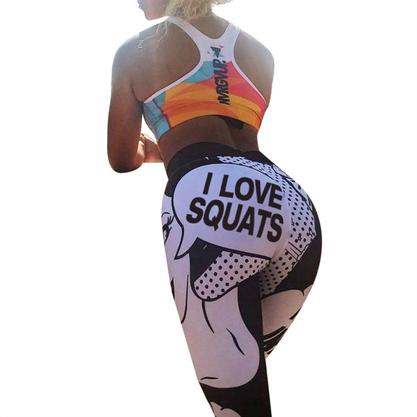 2019 Fashion Yoga Pants Sporting Leggings Women Fitness Gym Tights Pants 3D Letter Printing Elastic High Waist Leggings #O #854985