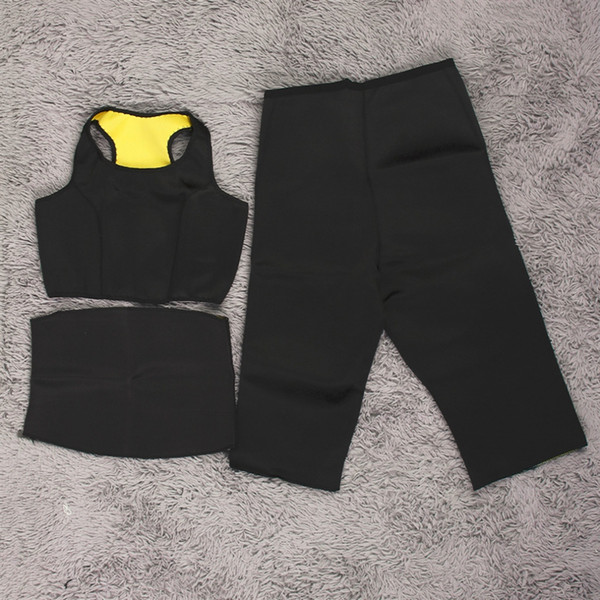 ( Pants + vest + waistband ) 3Pcs/Set Shapers Super Stretch Neoprene Fitness Sports Sets Women's Slimming Yoga Track Suit Sets #680797