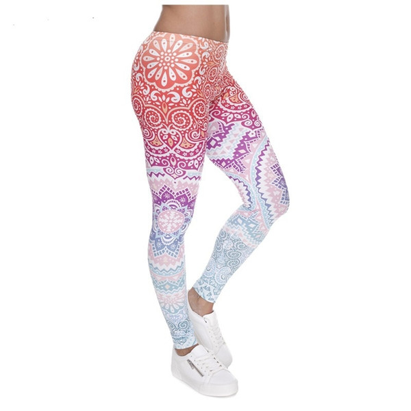 New brand Running Sports Leggings Mandala flower Fitness Clothing YOGA Dark purple Gym Sportswear Yoga Pants Running Tights #890247