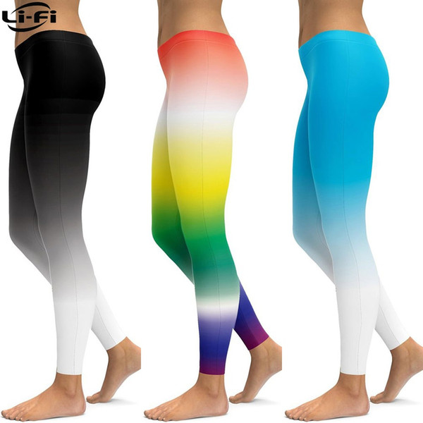 LI-FI 2019 Ombre Yoga Pants Women Fitness Leggings Workout Sports Running Leggings Sexy Push Up Gym Wear Elastic Slim Pants #874591