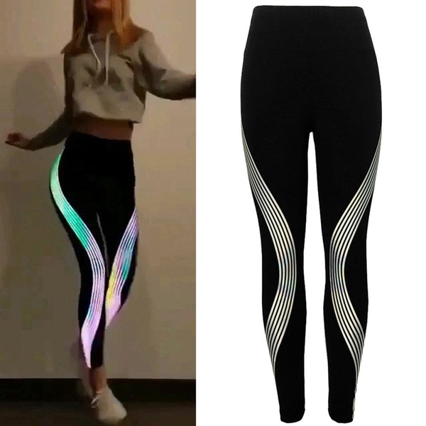 Perimedes Yoga Pants Women Neon Rainbow Leggings Fitness Sports Wear For Women Gym Plus Size #40 #895552