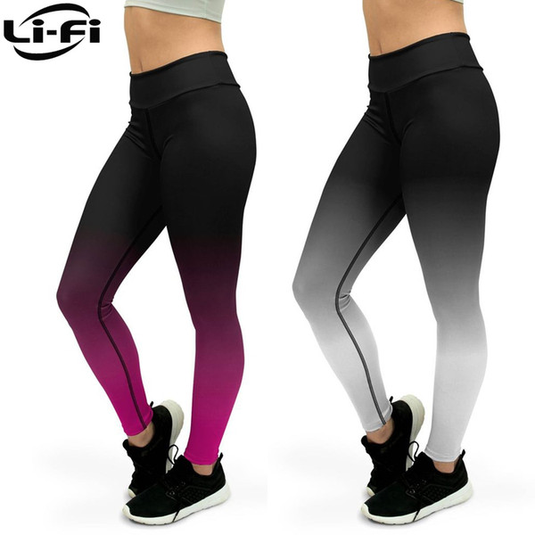 LI-FI Ombre Yoga Pants Fitness Leggings Women Workout Sports Running Leggings Sexy Push Up Gym Wear Elastic Slim Pants #844214