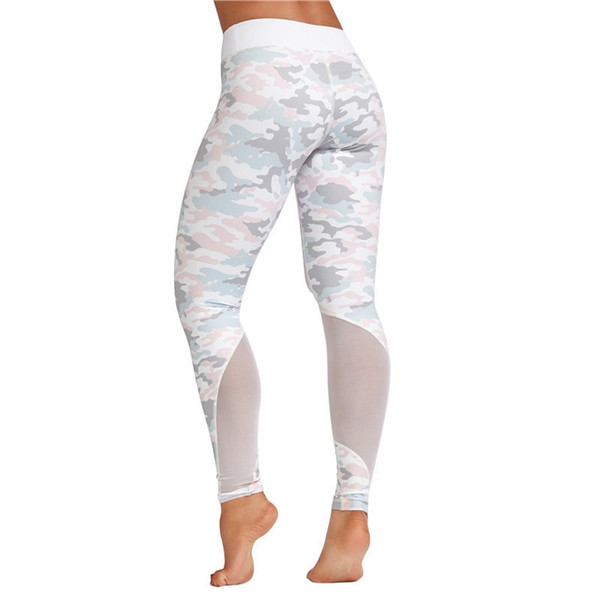 Camo Printed See-through Mesh Patchwork Sports Leggings Women Gym Running Tights Yoga Pants For Women Fitness Jogging Trousers #834141