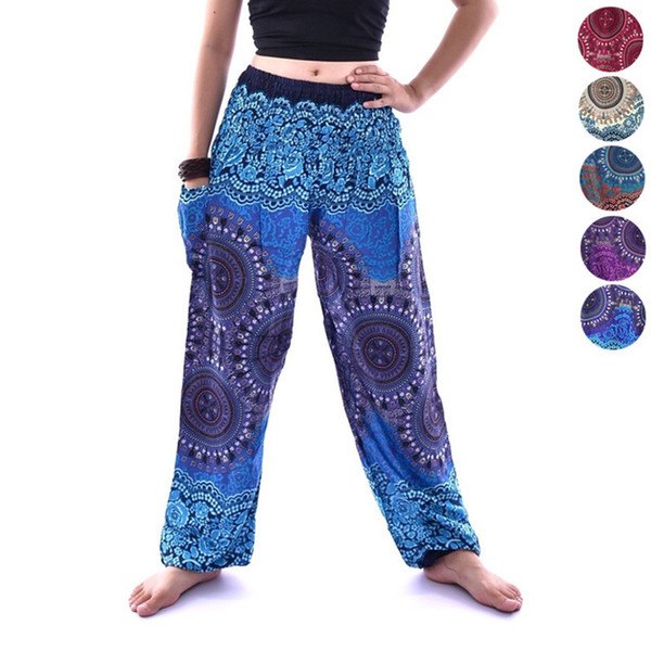 Women High Waist Yoga Sweat Pants Loose Printed Bloomers Trousers Yoga Pants Beach Bohemian Harem 5 Colors #840158