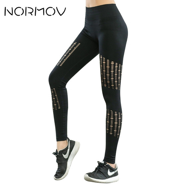 NORMOV Mesh High Waist Yoga Pants Tights Women Running Pants Female Fitness Clothing Push Up Solid Black Sweat 2 Color #918198