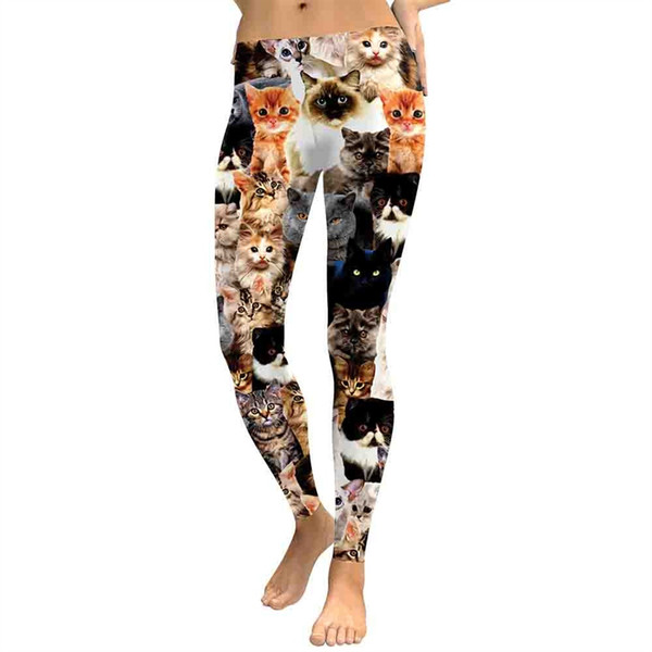 2019 Fashion Yoga Leggings Animal Shapes Cats 3D Full Printing Punk Women Legging Slim Fit Trousers Casual Pants Leggings #O #832537