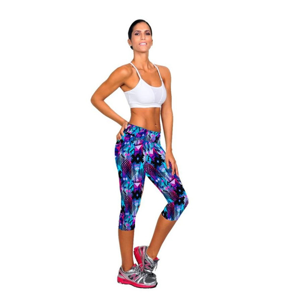 Women Tight Long Yoga Pants Sports Trousers Jogging Trousers Printed Stretch Cropped Slim Fit RunningW21 #884074