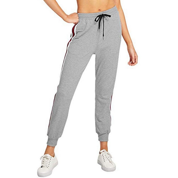 New Side Striped Print Drawstring Women Yoga Pants Fitness Loose Sport Pants Slim High Waist Sweatpants Gym Fitness Pencil #864877