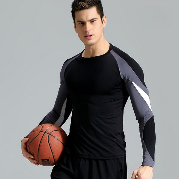 Newest Design Men Long Sleeve Sport Gym Clothing Fitness Body Building Thermal Tees Top Tight Shirt