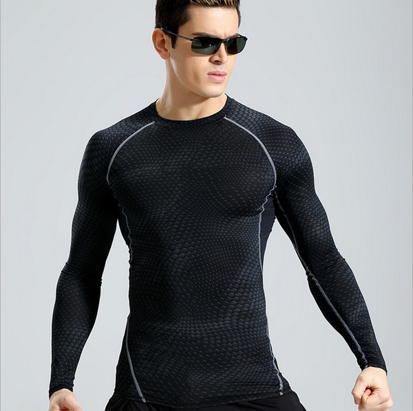 Free shipping Men Fitness Sport Long Sleeve Top Wear Gym Shirts Thermal Tees Sport Clothing