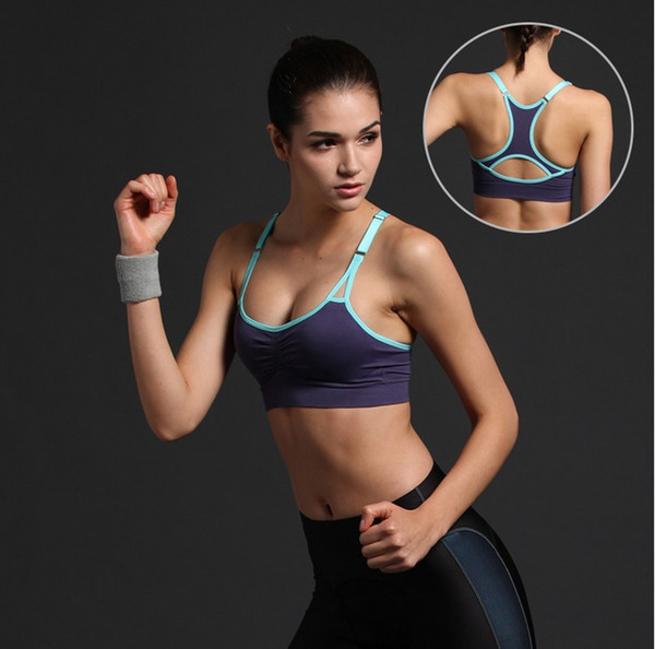 Sexy Women Push Up Bra Running Sports Shirts for Yoga Gym Fitness Patchwork Tops For Girls and Woman Adjustable Strap Bra