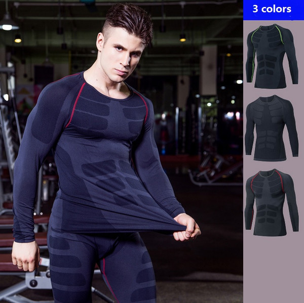 2017 new design qucik dry men outdoor sports long sleeve top shirt men gym tank tight yoga clothing, free shipping