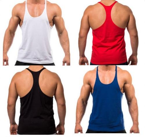 DHL Free Cotton Stringer Body building Equipment Fitness Gym Tank Top shirt Solid Singlet Y Back Sport clothes Vest