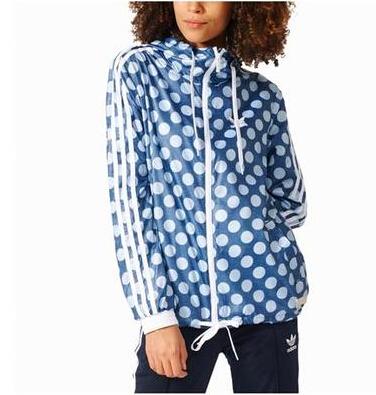 2017 explosive paragraph Adi women's windbreaker fashion spray point Ms. Slim hooded Korean sports and leisure windbreaker 8377