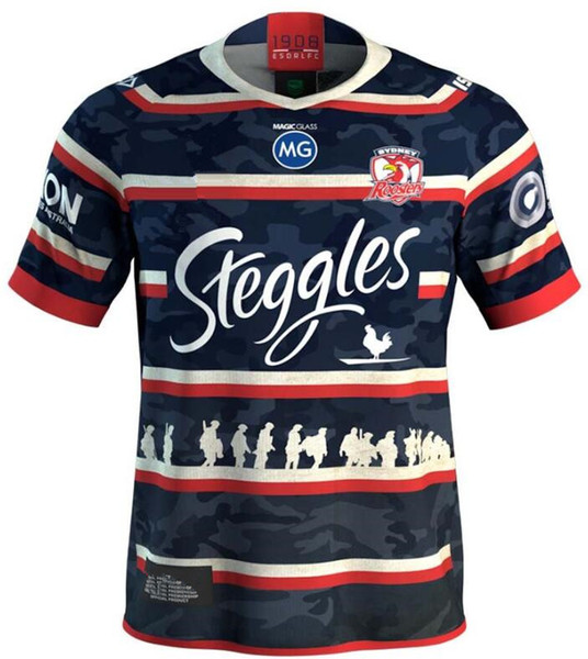 2019 2019 RUGBY JERSEY SYDNEY ROOSTERS HOME JERSEY Sydney Roosters 2018 Premiers Australia 2019 ANZAC Jersey size S-3XL (Can print)