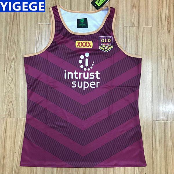 QUEENSLAND STATE OF ORIGIN 2018 TRAINING SINGLET 2019 high quality queensland maroons rugby jerseys Training Singlet size S-3XL