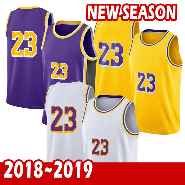 18-19 New Season Superior Quality Men's Basketball Jerseys #23 Jms Purple & black White Shirt Mens Jerseys S M L XL free shipping 1pc