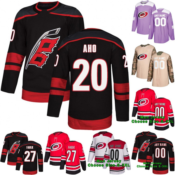 Carolina Hurricanes Sebastian Aho Micheal Ferland Justin Faulk Curtis McElhinney Teuvo Teravainen Justin Williams Andrei Svechnikov Jersey