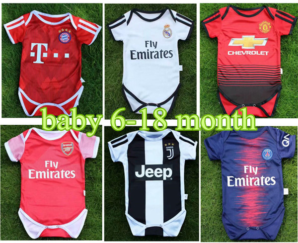 The latest baby jersey 1819 Real Madrid RONALDO mane ozil MBAPPE baby jersey 2019/20 best quality Real Madrid PsG 6-18 months baby shirt.