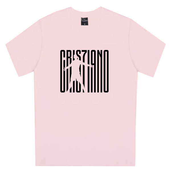 Pink 2019 RONALDO T-shirt Soccer Jersey Men CR7 Fans Tops Street Wear Football Fan Tee Soccer Shirt Maillot de foot