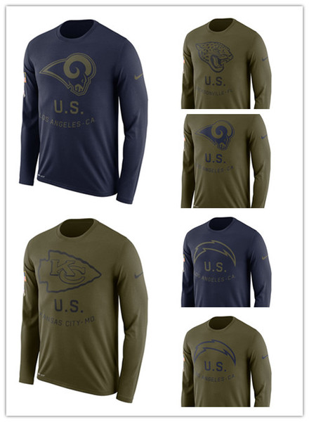 2019 Men hot Rams Chargers Jaguars Chiefs Salute to Service Sideline Legend Performance Long Sleeve T-Shirt