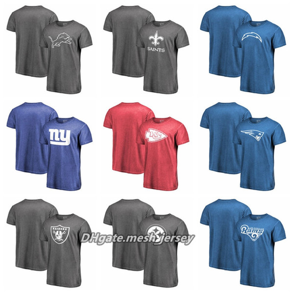 Steelers Rams Lions Saints Giants Raiders Chiefs Chargers Patriots Pro Line by White Logo Shadow Washed T-Shirt