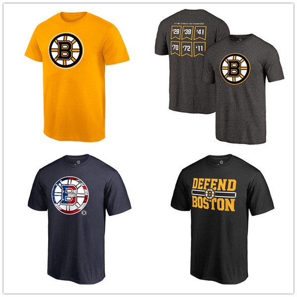 Boston Bruins T-Shirts Raise the Banner Tri-Blend Black short sleeve shirt Men Hockey Fans Tops Tees Printed Team Brand Logos 2019 Playoffs