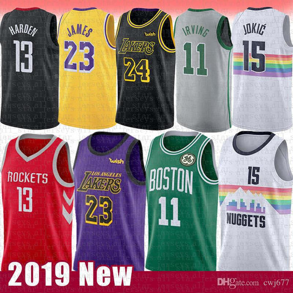 Nike Nikola 15 Jokic Kyrie 11 Jersey Irving LeBron 23 James 13 Harden Kobe 33 24 Bryant Irish High School University Basketball Jerseys