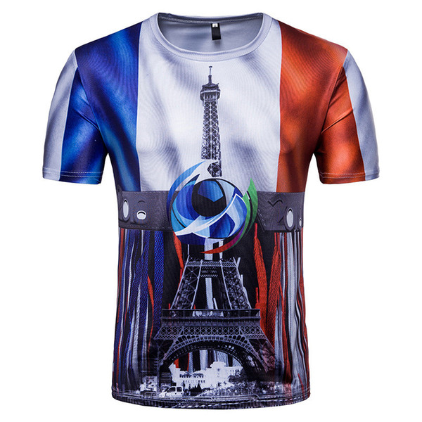 Men's Fans T-Shirts Popular 3D Print France Team Fans Tops Fashion Outdoor Sports Soccer Basketball Tops Casual Breathable T-Shirts