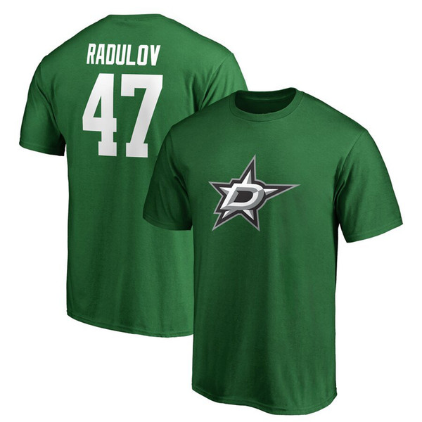 Men's Dallas Stars Jamie Benn Alexander Radulov Ben Bishop John Klingberg Tyler Seguin Kelly Green Team Logo Name & Number T-Shirt